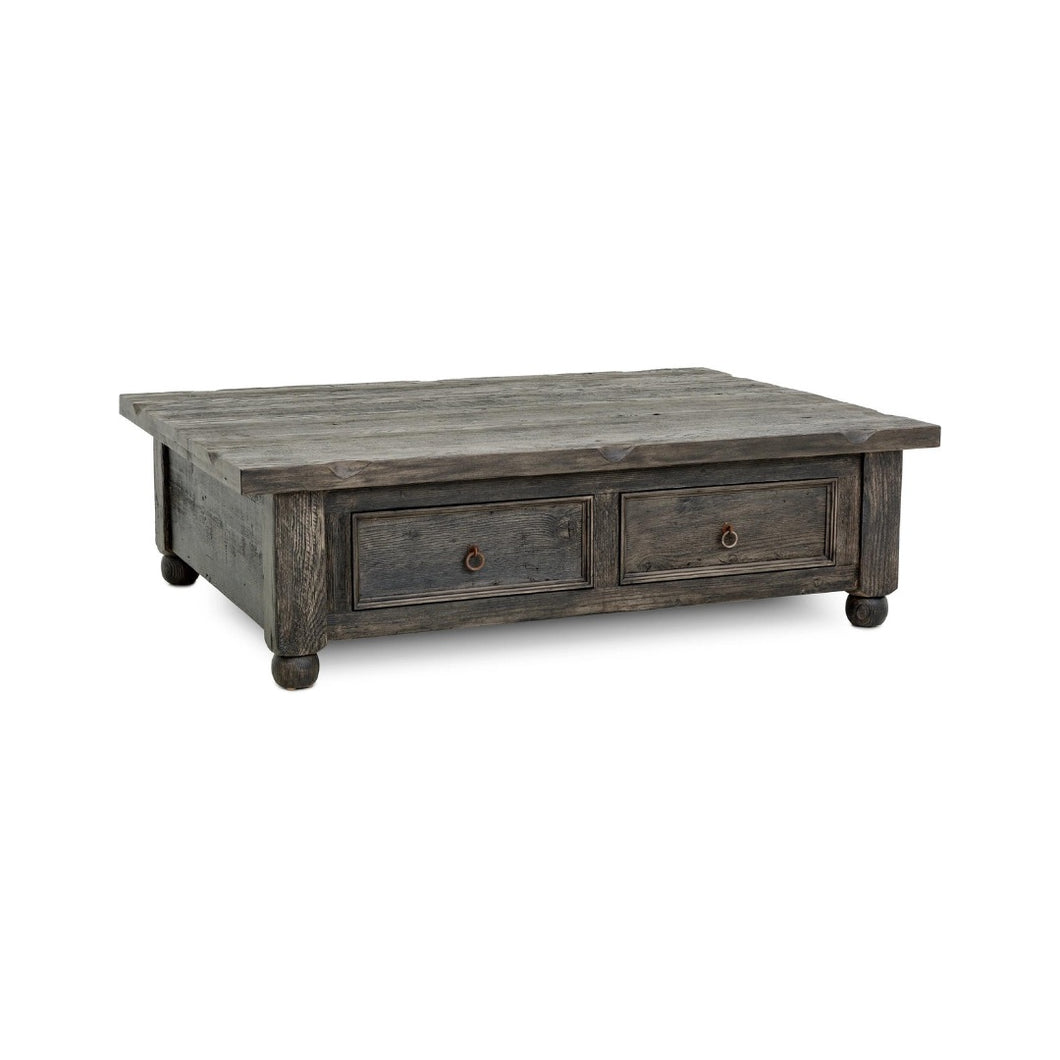 Riley Coffee Table With 4-Drawers in Rough Driftwood Grey